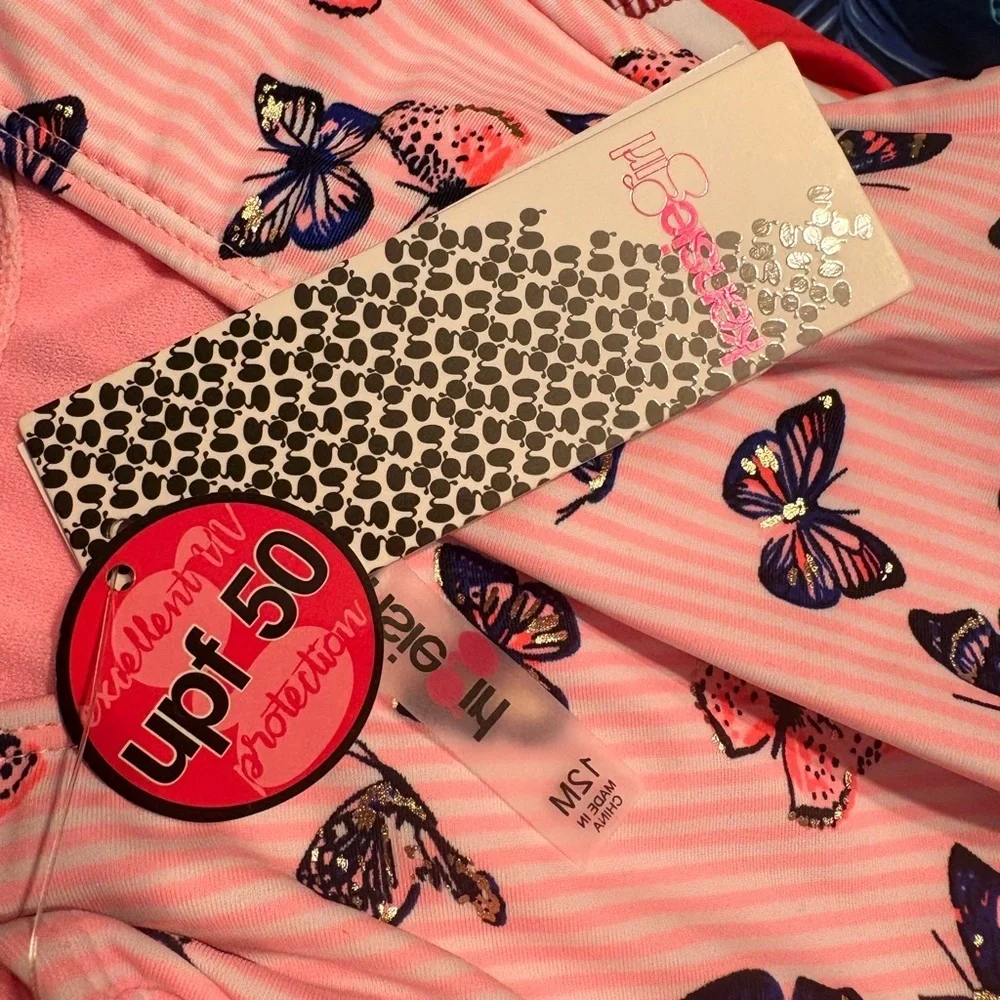 Kensie Girl Pink and Blue Butterfly One Piece